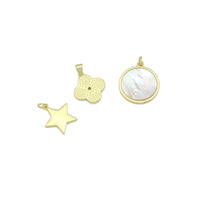 Mother of Pearl Star Clover flower Twin Heart Coin Pendant charm, Sku#LK1275