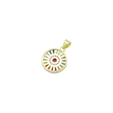 Colorful Baguette CZ Gold Round Coin Charm Pendant,Sku#LX862