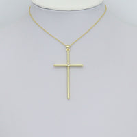 Large Gold Cross with CZ Center Pendant charm, Sku#LK1277