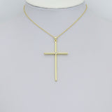 Large Gold Cross with CZ Center Pendant charm, Sku#LK1277