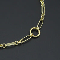 Mixed Papperclip Gold Link Chain necklace with Round Clasp, sku#EF804