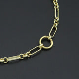 Mixed Papperclip Gold Link Chain necklace with Round Clasp, sku#EF804