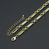 Mixed Papperclip Gold Link Chain necklace with Round Clasp, sku#EF804