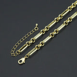 Mixed Papperclip Gold Link Chain necklace with Round Clasp, sku#EF804