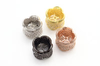 CZ Micro Pave Floral Cylinder Beads, Cubic Zirconia Spacer Beads, 4 sizes, sku#G112