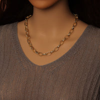 Wholesale Hammered Thick Oval link Stainless Steel Gold Chain, sku#LX903