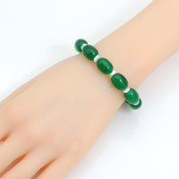 10x14mm Barrel Green Glass Stretchy Bracelet, Sku# EF653