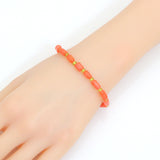 Orange Coral with Olive Glass Stretchy Bracelet, Sku#EF651