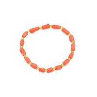 Orange Coral with Olive Glass Stretchy Bracelet, Sku#EF651