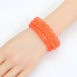 Orange Jade Round Smooth Stretchy Bracelet, Sku#EF646