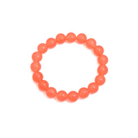 Orange Jade Round Smooth Stretchy Bracelet, Sku#EF646