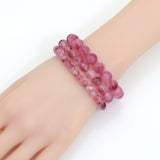 Pink Jade Round Smooth Stretchy Bracelet, Sku#EF645