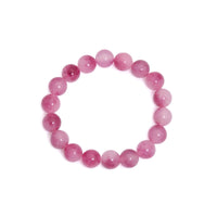 Pink Jade Round Smooth Stretchy Bracelet, Sku#EF645