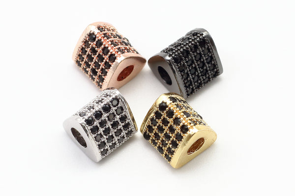 CZ Micro Pave Big Hole Triangular Tube Beads, Cubic Zirconia Space Beads, 8mm,  Sku#G118