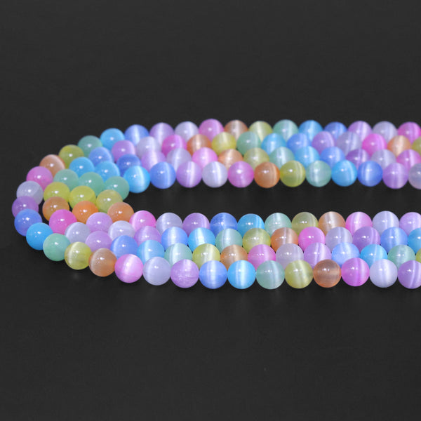 Multicolor Selenite Round Smooth Beads, Sku#U1781