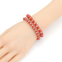 Orange MOP with Rhinstone Inlay Stretchy Bracelet, Sku#EF661