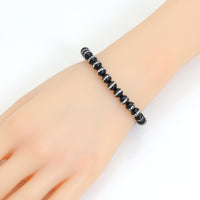 Black MOP wtih Rhinstone Inlay Stretchy Bracelet, Sku#EF663