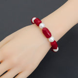 Coral with MOP Stretchy Bracelet, Sku#EF656