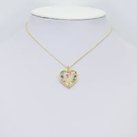 Colorful Clear CZ Eye Baguette CZ Heart Shape Charm, Sku#LX435