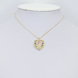 Colorful Clear CZ Eye Baguette CZ Heart Shape Charm, Sku#LX435