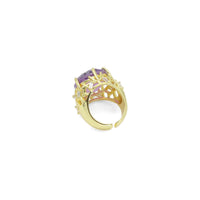 Pink Green Purple Stone Statement Adjustable Ring, Sku#LX437