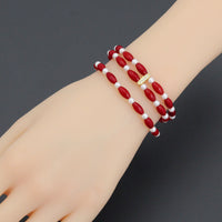 5x9mm Coral with MOP Stretchy Bracelet, Sku#EF667