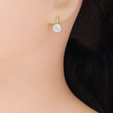 Big Diamond Gold Rectangle Huggie Earrings, Sku#LX438