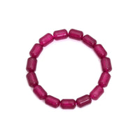 8x12mm Cylinder Strawberry Jade Stretchy Bracelet, Sku#EF669