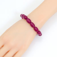 10x14mm Barrel Strawberry Jade Stretchy Bracelet, Sku#EF670