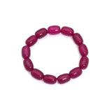 10x14mm Barrel Strawberry Jade Stretchy Bracelet, Sku#EF670