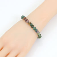 5x8mm Rondelle Faceted Indian Agate Stretchy Bracelet, Sku#EF710