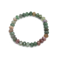 5x8mm Rondelle Faceted Indian Agate Stretchy Bracelet, Sku#EF710