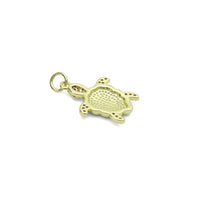 Gold Clear CZ Turquoise Enamel Turtle Tortoise Pendant charm, Sku#LX921