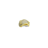 CZ Micro Pave Jaguar Panther Head with Fuchsia Eye Beads, Cubic Zirconia Spacer Beads, Leopard Animal Head Space Beads,13x14x9mm,sku#Y143