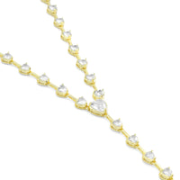 Heart CZ Link Chain Y shape Long Lariat Style Necklace, Sku#A153