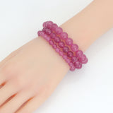 Pink Jade Round Smooth Stretchy Bracelet, Sku#EF750