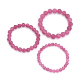 Pink Jade Round Smooth Stretchy Bracelet, Sku#EF750