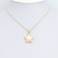 Gold iridescent White Pearl Star Charm Pendant,Sku#LD726