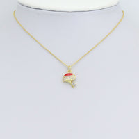 Clear CZ Red Enamel Gold Mushroom Charm Pendant,Sku#LK1220