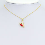 Clear CZ Red Chili Charm Pendant,Sku#LK1222