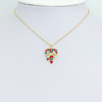 Gold Colorful Enamel Christmas Candy Cane Charm Pendant,Sku#LK1223