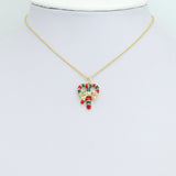 Gold Colorful Enamel Christmas Candy Cane Charm Pendant,Sku#LK1223