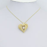 Teardrop CZ Gold layered Heart Charm Pendant,Sku#LX874