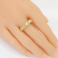 Gold Silver Clear CZ Cross Closed Ring, Sku#LX440