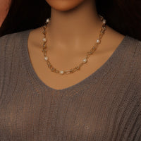 Knotted Chain Fresh Water Pearl Necklace Bracelet, sku#EF497