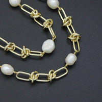 Knotted Chain Fresh Water Pearl Necklace Bracelet, sku#EF497