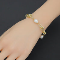 Knotted Chain Fresh Water Pearl Necklace Bracelet, sku#EF497
