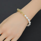 Knotted Link Chain Freshwater Pearl Bracelet Necklace, Sku#EF352C