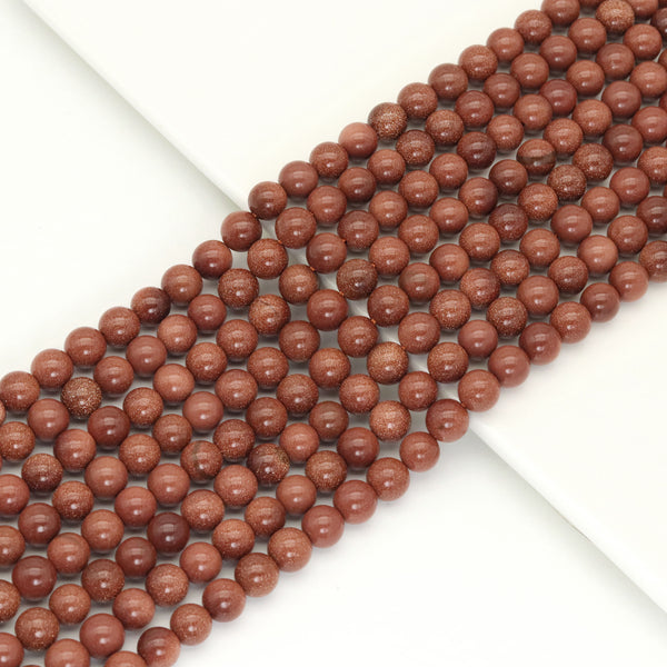 Goldstone Round Smooth Beads, Sku#U1977