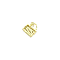 Clear CZ Gold Lock Pad Charm Pendant,Sku#LD732